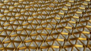 Physical display of metal crimped wire mesh.