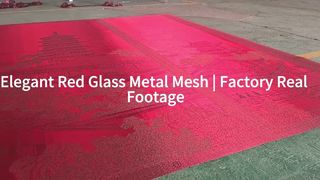 Factory real-shot video of elegant red glass metal mesh