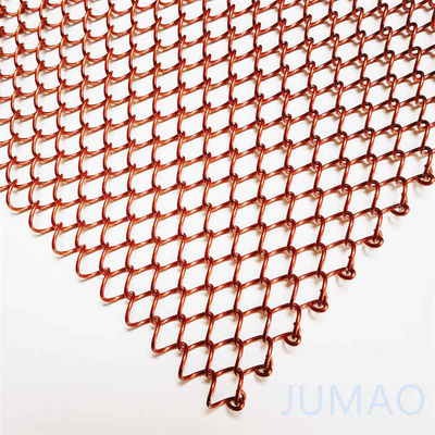 Red Coil Metal Mesh Curtains Chainmail Fireplace Screen Drapery
