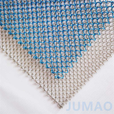 Metallic Diamond Patterned Facade Metal Mesh Curtains for Architectural Interiors and Exteriors