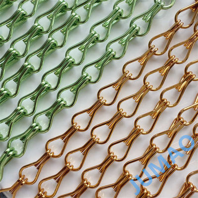 Customizable Metal Chain Link Curtains In Gold And Green Aesthetic Integration