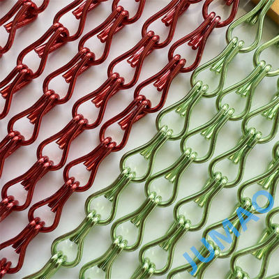 Metal Chain Link Curtains Alternative V Fold Or Flat Hanger Track In Green And Red