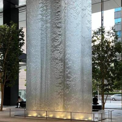 Dynamic Cascading Water Wall Sculpture Stainless Steel Water Curtain Waterscape Artwork