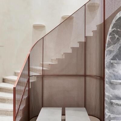 Modern Decorative Expanded Metal Mesh Architectural Mesh Indoor Curved Stair Balustrade Panel