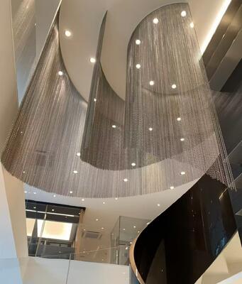 12*24 Mesh Material Metal Chain Link Curtains Dynamic Effect With Excellent Light Permeability